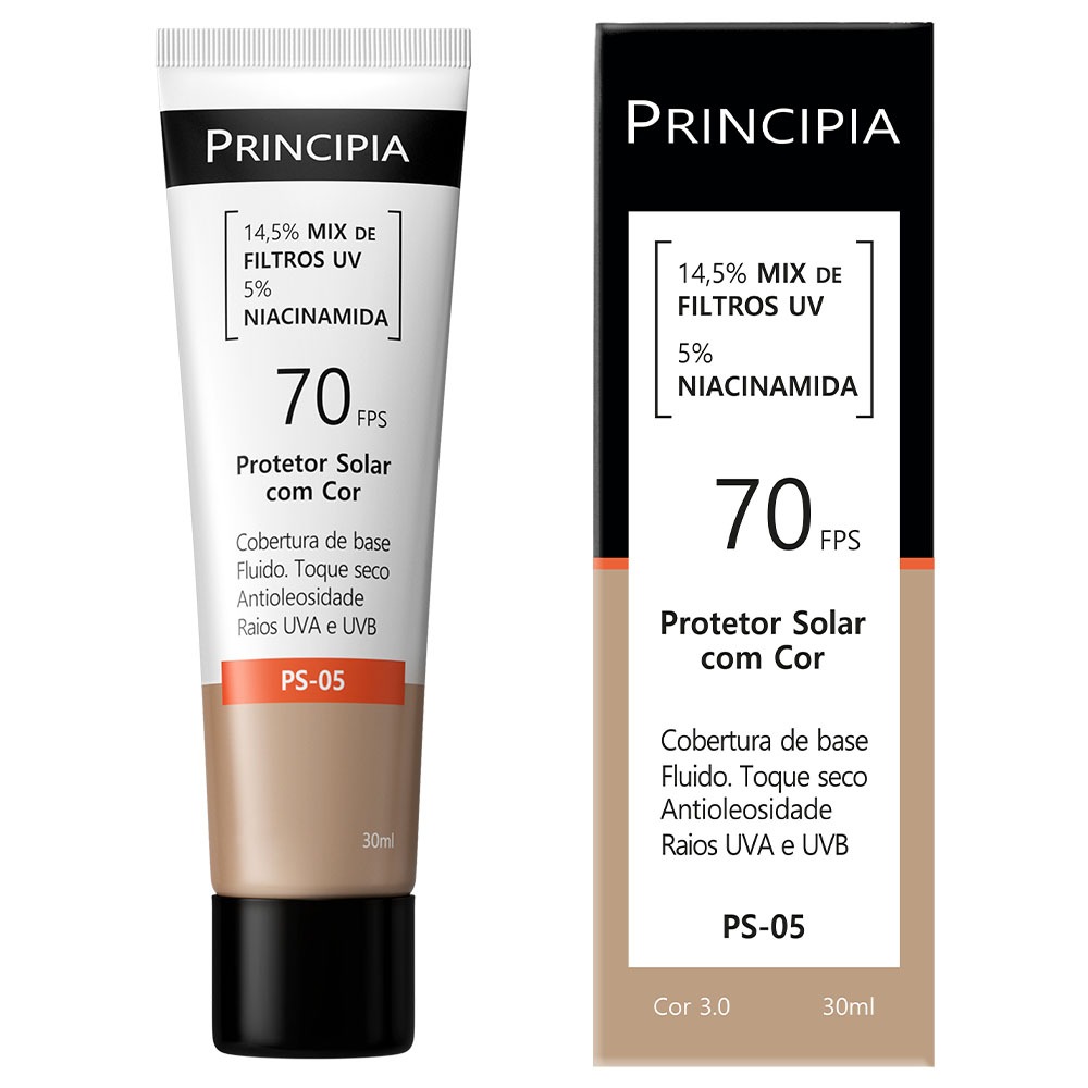 Principia Protetor Solar PS-05 Cor 3.0 c/ 14,5% Mix de Filtros UV + 5% Niacinamida FPS 70 ...