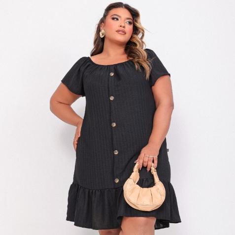 Vestidos Plus Size Feminino Vestido Femininos Moda Maior Elegante Tecido Crepe Dunas G,GG,EXG em Oferta na Shopee