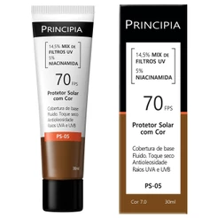 Principia Protetor Solar PS-05 Cor 7.0 c/ 14,5% Mix de Filtros UV + 5% Niacinamida FPS 70 - 30ml
