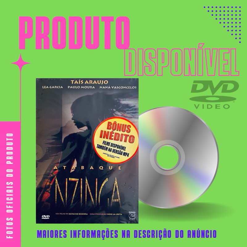 DVD LACRADO FILME ATABAQUE NZINGA - Com: Tais Araújo, Lea Garcia, Nana Vasconcelos
