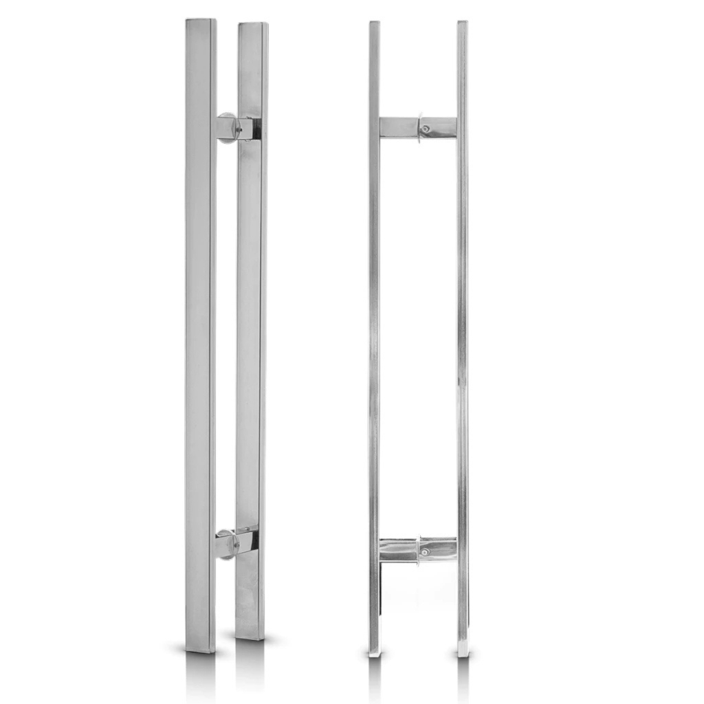Puxador Inox 80x60 Barra chato 30x10m Indústria Nacional. Porta: Pivotante, Madeira, Vidro Alumínio e Ferro