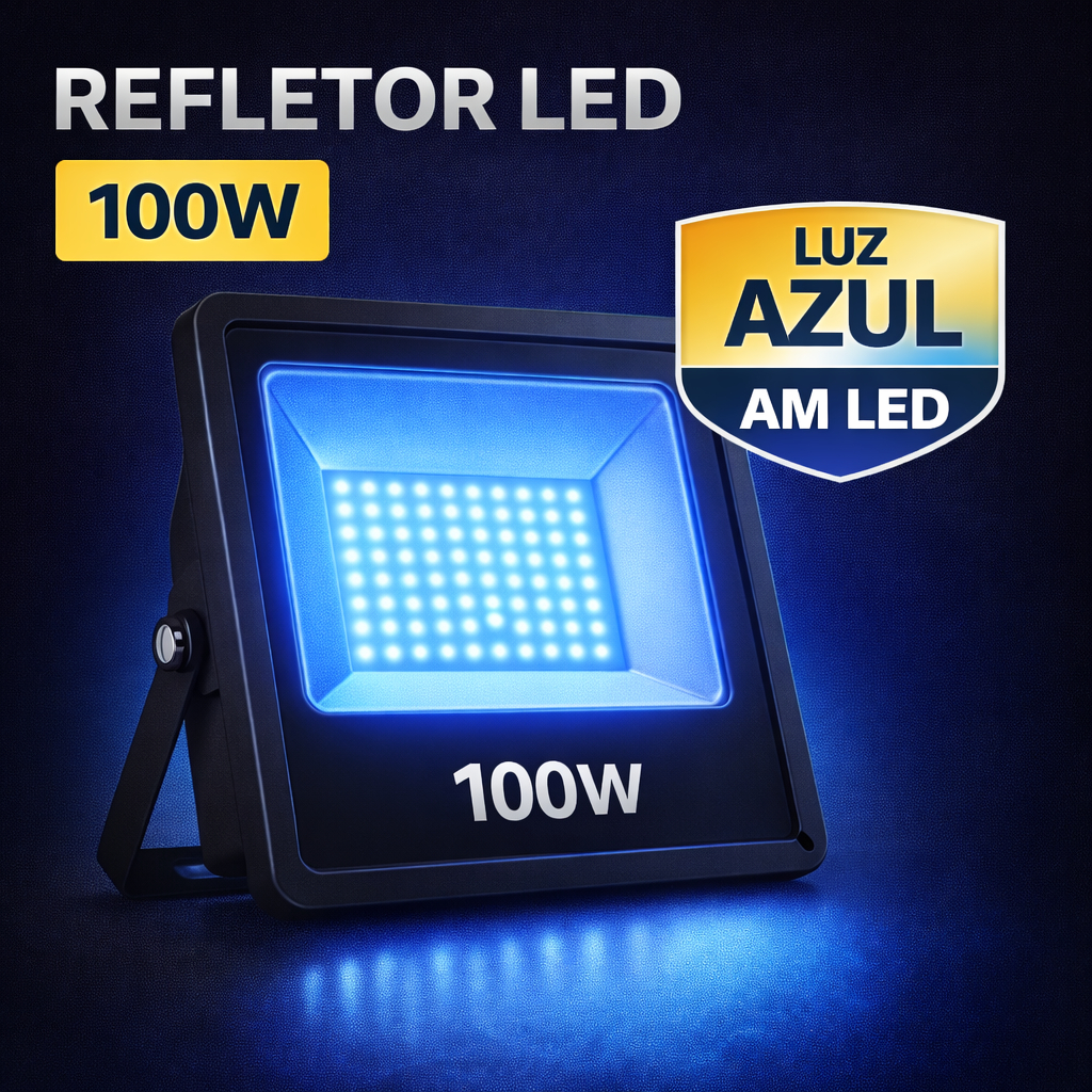 Holofote luz azul 100w refletor led SMD bivolt iluminação de piscina jardim fachada garagem