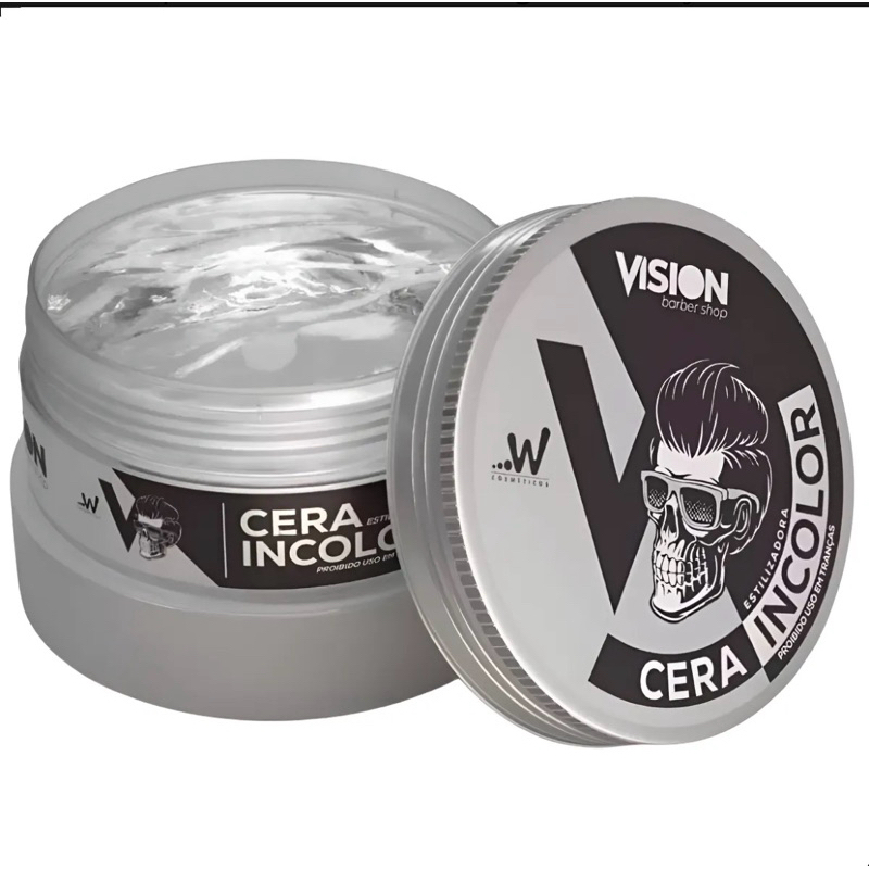 Pomada Cera Capilar Vision Modeladora Incolor 130g  Alta Fixação Profissional Barbershop