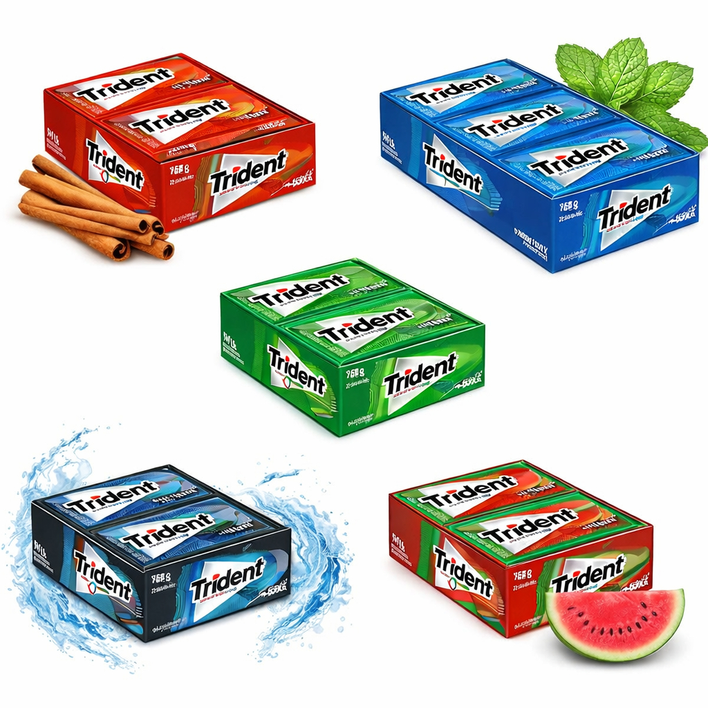 Chiclete Trident Caixa com 21 Unidades – Canela | Intense | Menta | Hortelã | Melancia