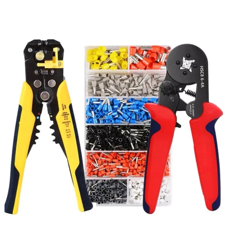 Kit Alicate Crimpar + 1200 Terminais Ilhos + Descascador 0,25 Até 10mm² em Oferta na Shopee