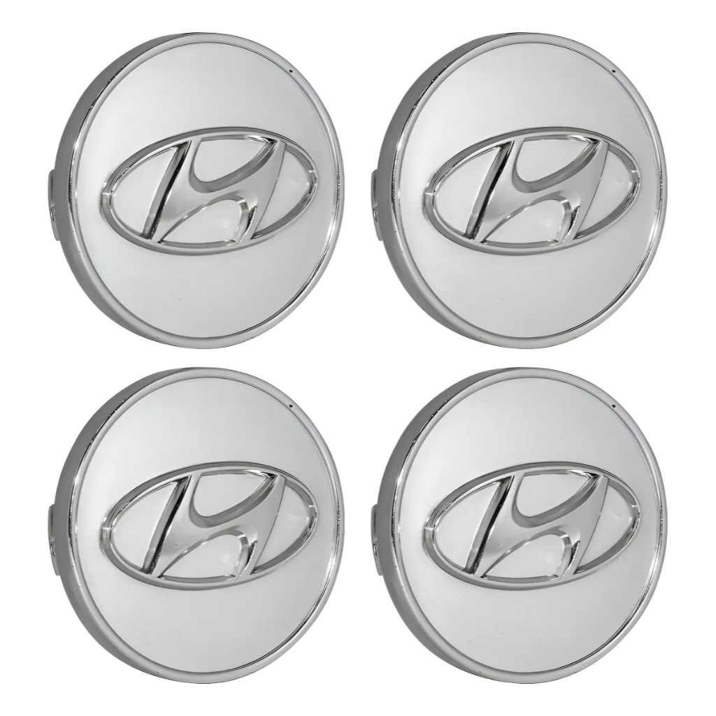 Kit Calota Roda Meio Hyundai Ix35 Tucson Santa Fé Prata 60mm