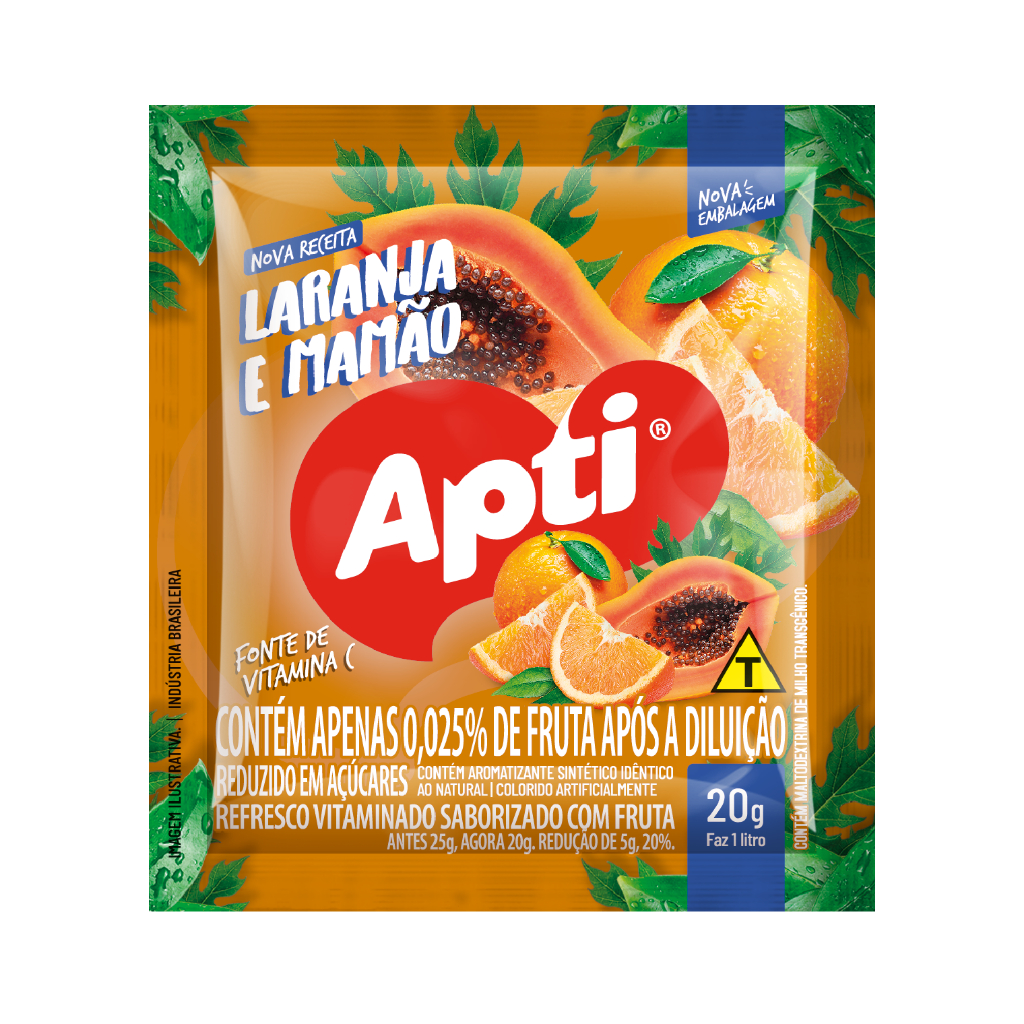 15 Suco Sabor Laranja e Mamão Apti - Não Contém Glúten