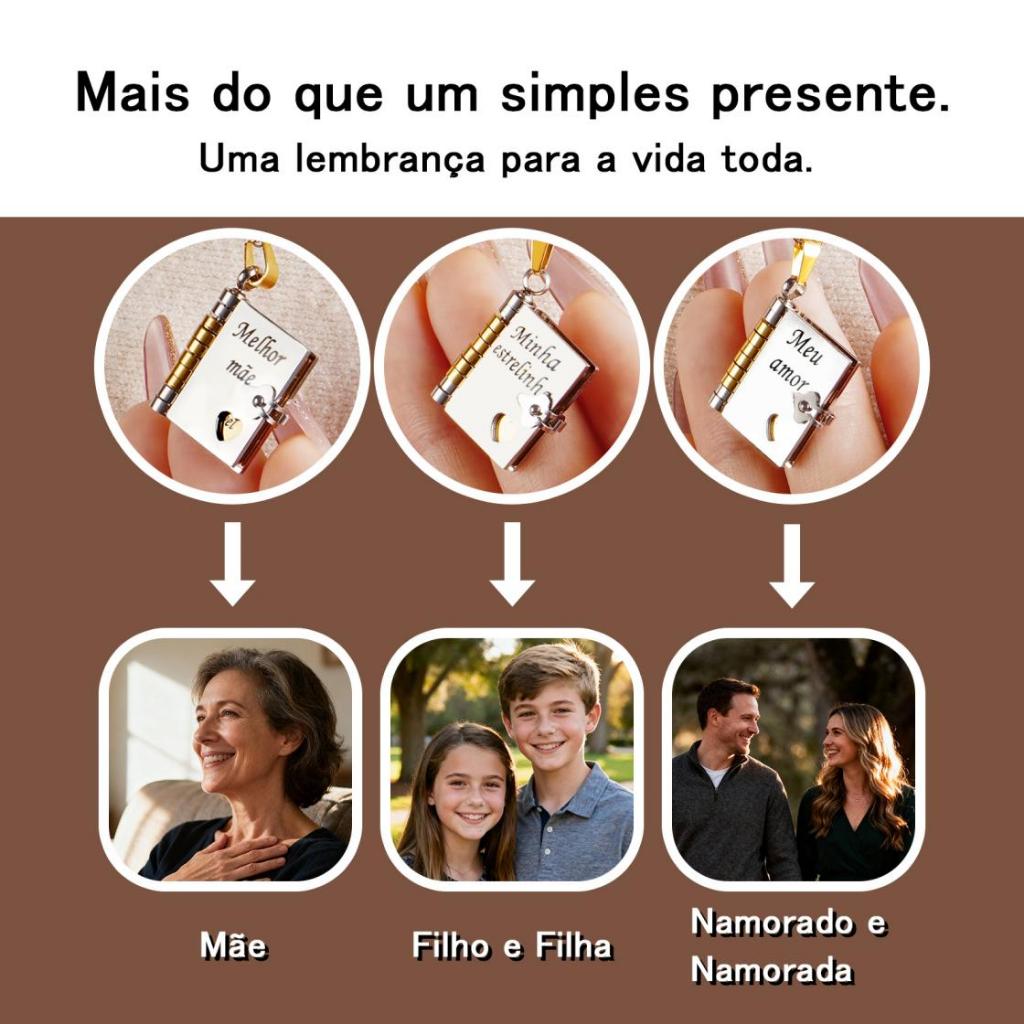 Colar de livro com letras，Língua brasileira，Envelope de carta de amor, Colar Gravado Pingente de Livro em Aç em Oferta na Shopee