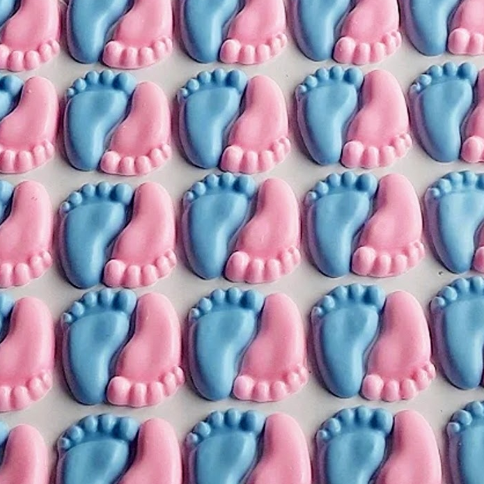 160 Mini Sabonete Pezinhos (80 Pares) para Lembrancinha Chá Revelação Chá de Bebê - Cor e aroma chat