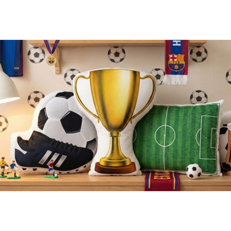 kit Almofadas Decoração Futebol Troféu Campo