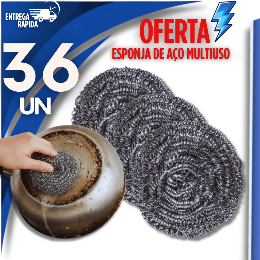 Imagem Jogo 36 Esponjas De Aço 10g Limpeza Pesada Premium Utilidades Limpeza garantida Panela Grelha Premium