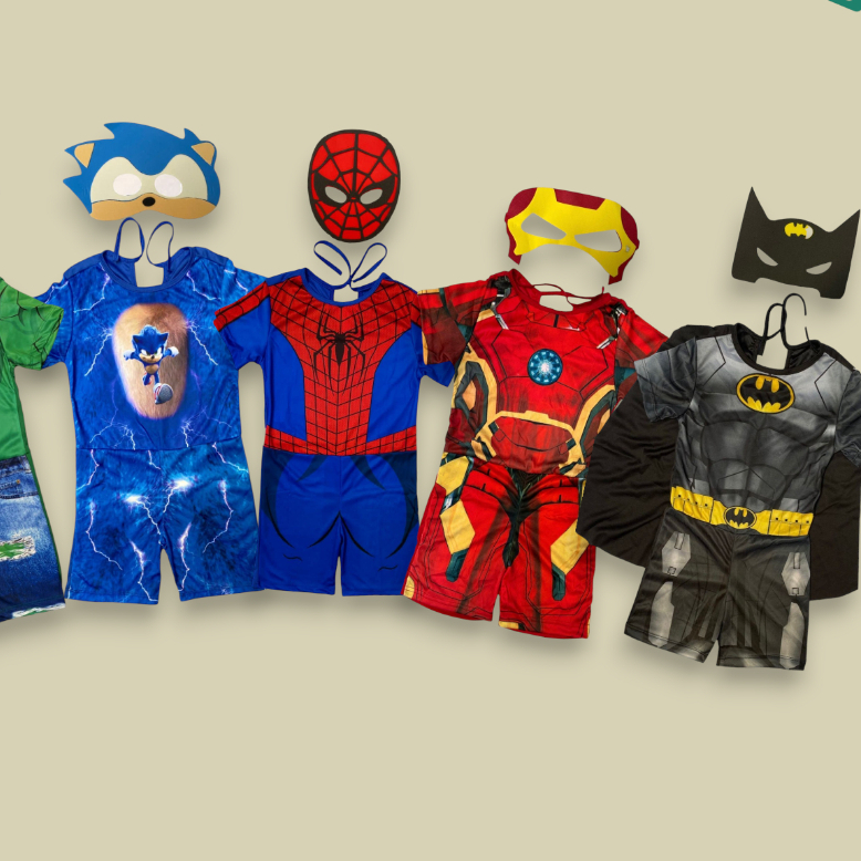 Fantasia Infantil  Masculina com Máscara Herói Roupa Curta para Festa e Aniversário em Oferta na Shopee