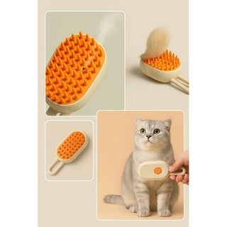 Escova a Vapor para Pets 3 em 1 Remove Pelos Massageadora Higiene Cães e Gatos