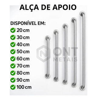 Alça de Apoio em alumínio de 20 a 100 cm para Banheiro, Idosos, PCD e Gestantes em Oferta na Shopee