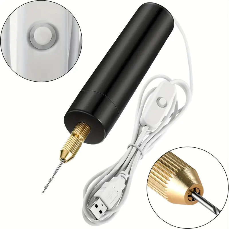 Kit de Mini Broca Elétrica Manual De 5V Com Rotativa Portátil Alimentada Por USB De Torção