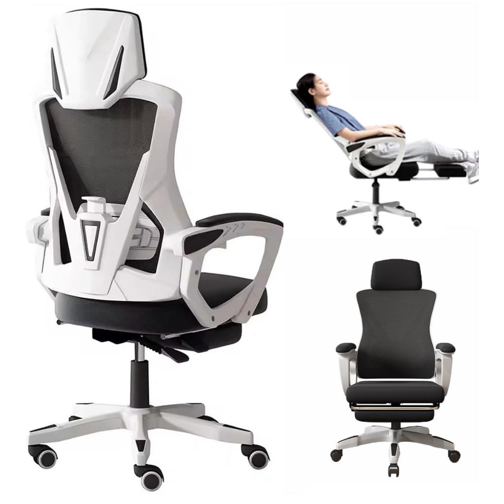Cadeira Escritório Gamer Reclinável Giratória Ergonômica Tela Mesh Com Apoio Para Pés Confortável