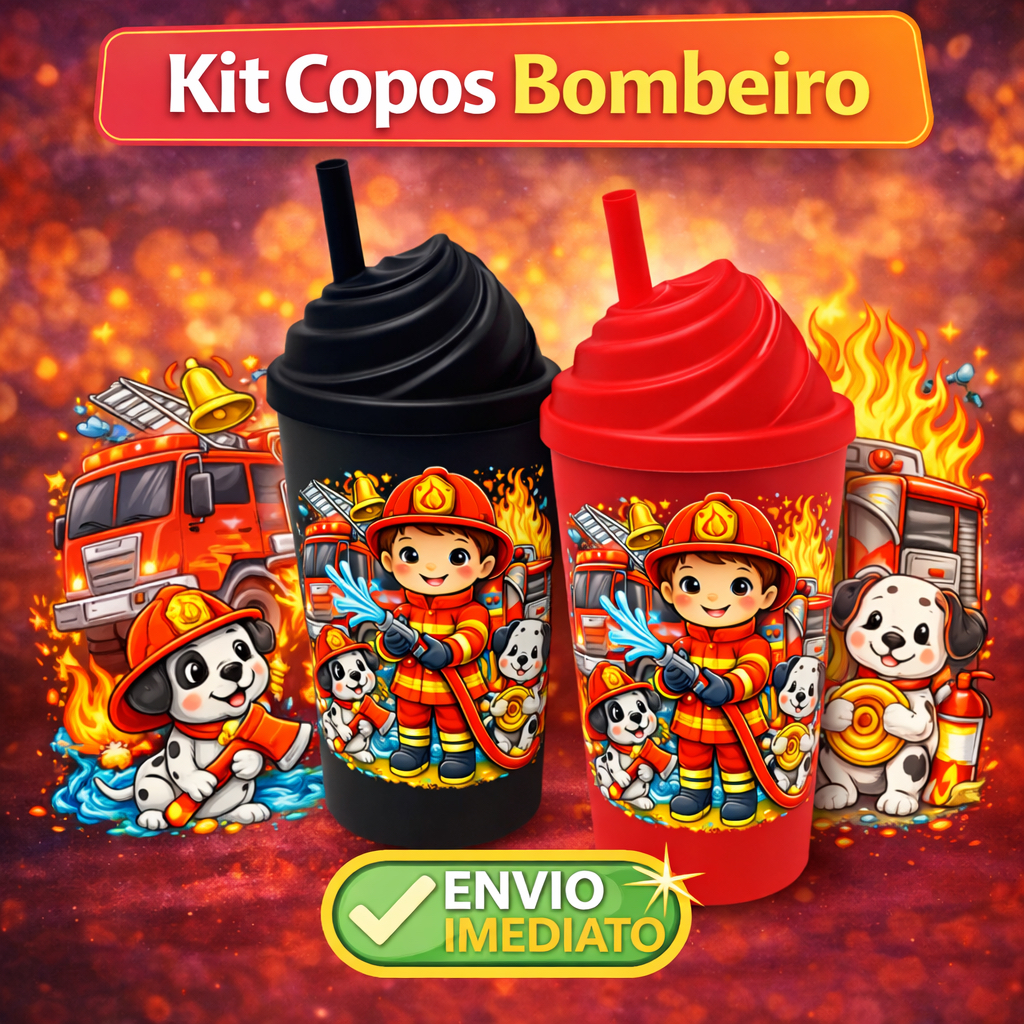 Kit 10/20/30/40/50 Copos Bombeiro / Mini Bombeiro Baby – Festa Infantil Lembrancinhas Envio Imediato