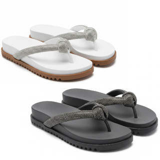 Kit 2 Sandália Papete Feminina Chinelo Rasteira Strass Rasteirinha