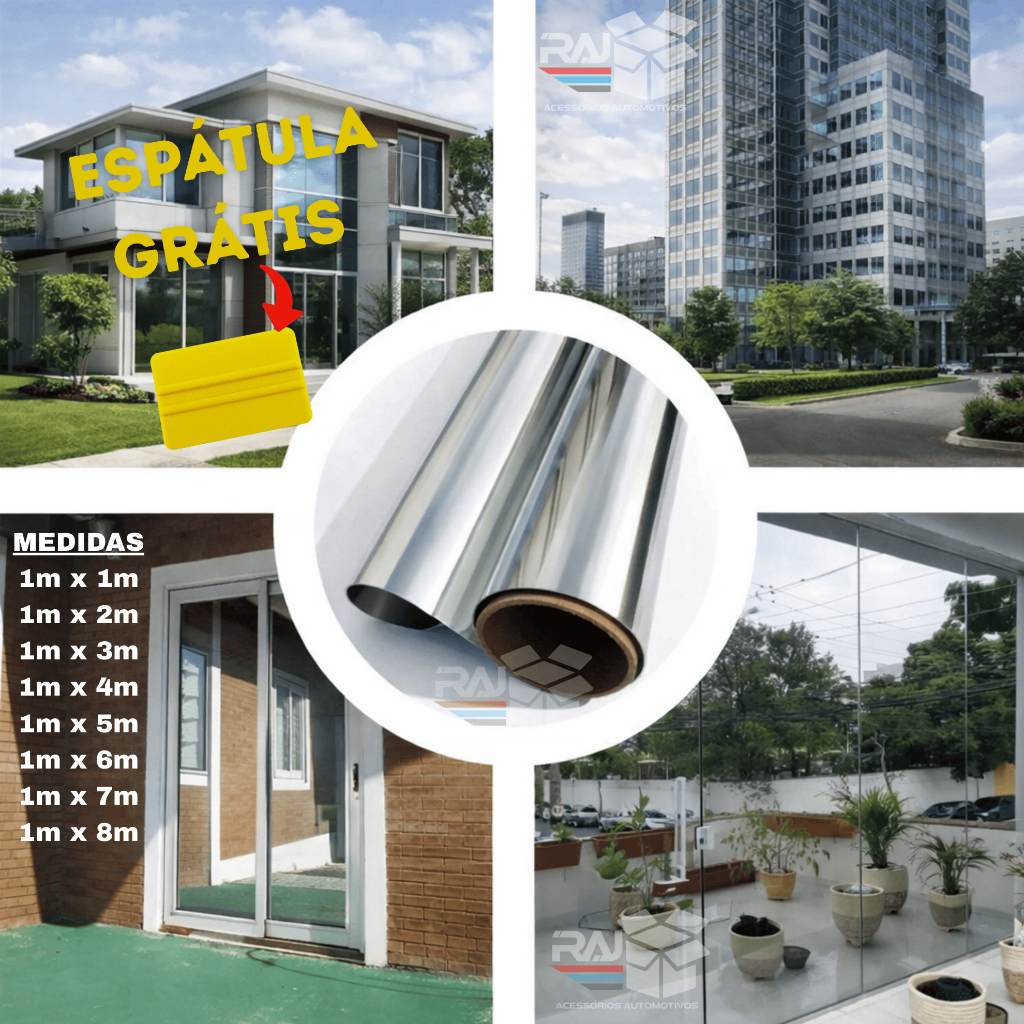 Película Tipo Insulfilm Prata Espelhada G5, 1M de largura, Refletiva, Poliéster profissional em Oferta na Shopee