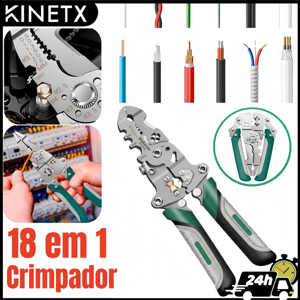 Crimpador e Decapador de Fios 18 em 1 Alicate Automático Decapador Crimpador Eletricista em Oferta na Shopee