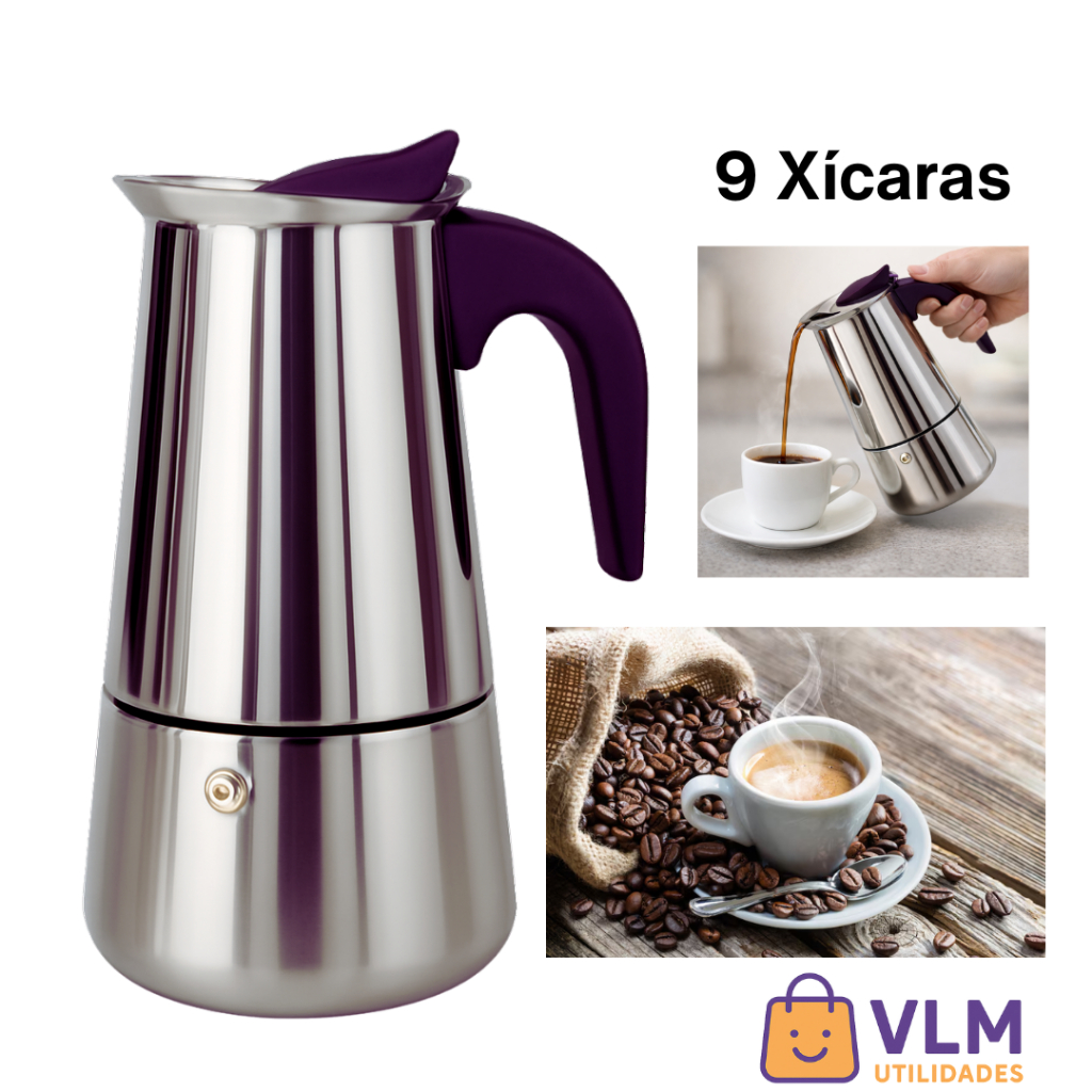 Cafeteira Italiana 450ml Café Expresso Caseiro p/ Amantes de Café - Uso em Casa/Cozinha - 9 Xícaras