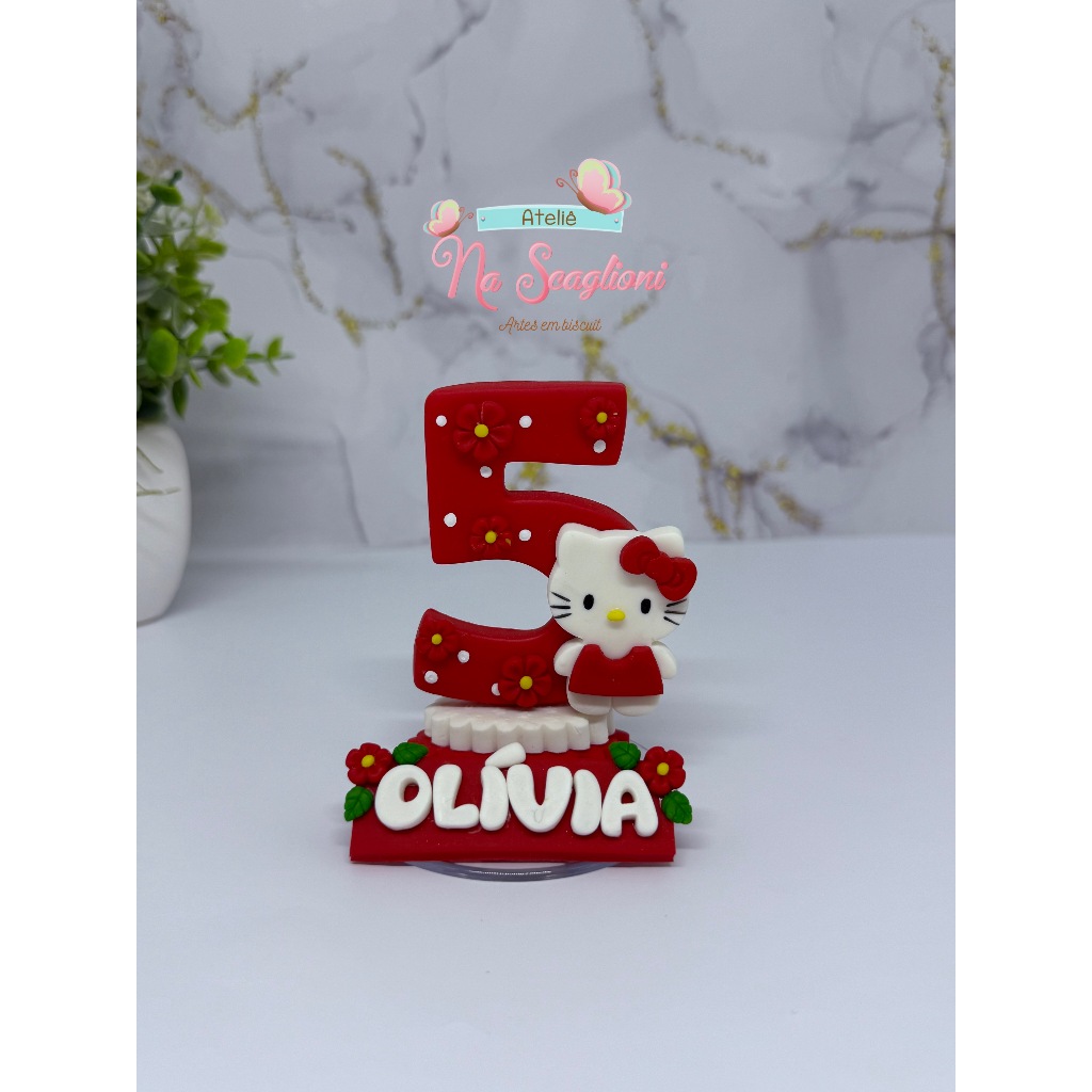 Vela Aniversário Biscuit Hello Kitty/Vela personalizada biscuit Hello Kitty MOD3 em Oferta na Shopee