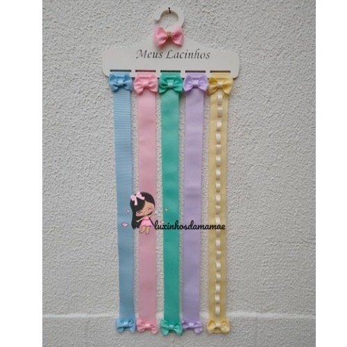 Porta Laços e organizador de laços e tiaras 5 faixas cabide porta laços .