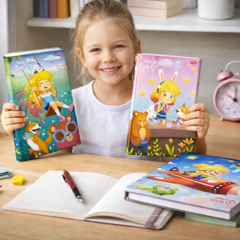 Kit Caderno Brochurão Infantil 80 Folhas Com Pauta Menino ou Menina 1 3 5 Unidades em Oferta na Shopee