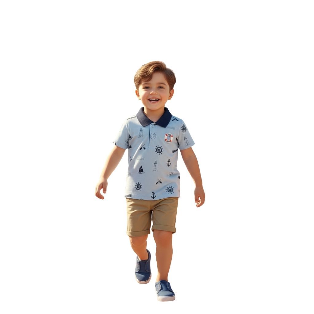 camisa polo temática marinheiro infantil menino algodão confortável Várias Cores tamanhos 2 a 6 anos