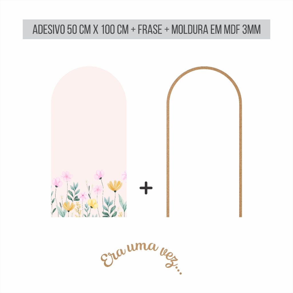 Adesivo de Parede Arco Romano Moldura Frase Floral decoração quarto de bebê
