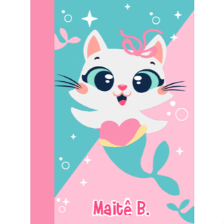 CADERNO GATINHA SEREIA PUKET BROCHURA GRANDE PAUTA 96 FOLHAS ou 48 FOLHAS em Oferta na Shopee