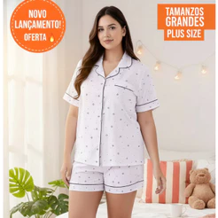 Pijama Feminino Plus Size Curto Confortável Não Aperta