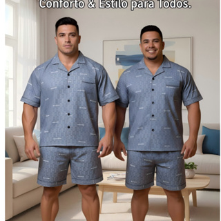 Pijama Masculino Plus Size Curto Confortável Não Aperta em Oferta na Shopee