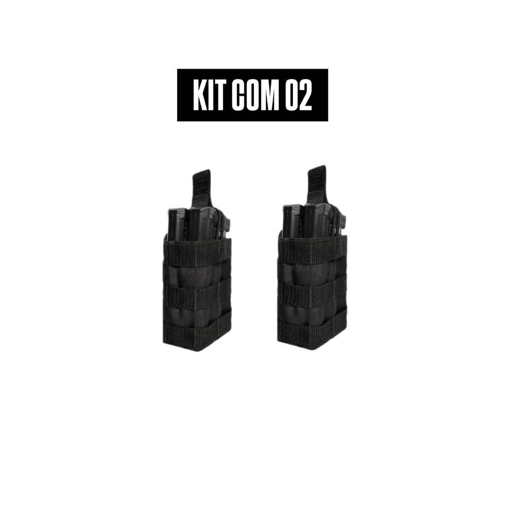 Kit com 02 Porta Carregadores de Fuzil Duplo Fz 7,62 ou 5,56 JA | Sistema Molle Fast Mag