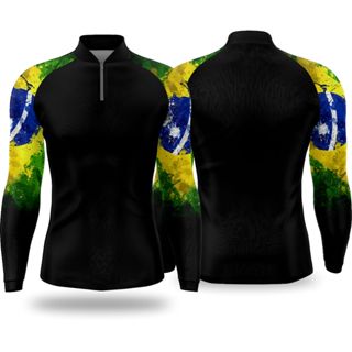 Camiseta Camisa Pesca Proteção Preta Lisa Manga Brasil Uvb50+ em Oferta na Shopee