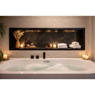 Nicho Preto de Porcelanato 1 metro sem emenda com bordas de alumínio de embutir em Oferta na Shopee