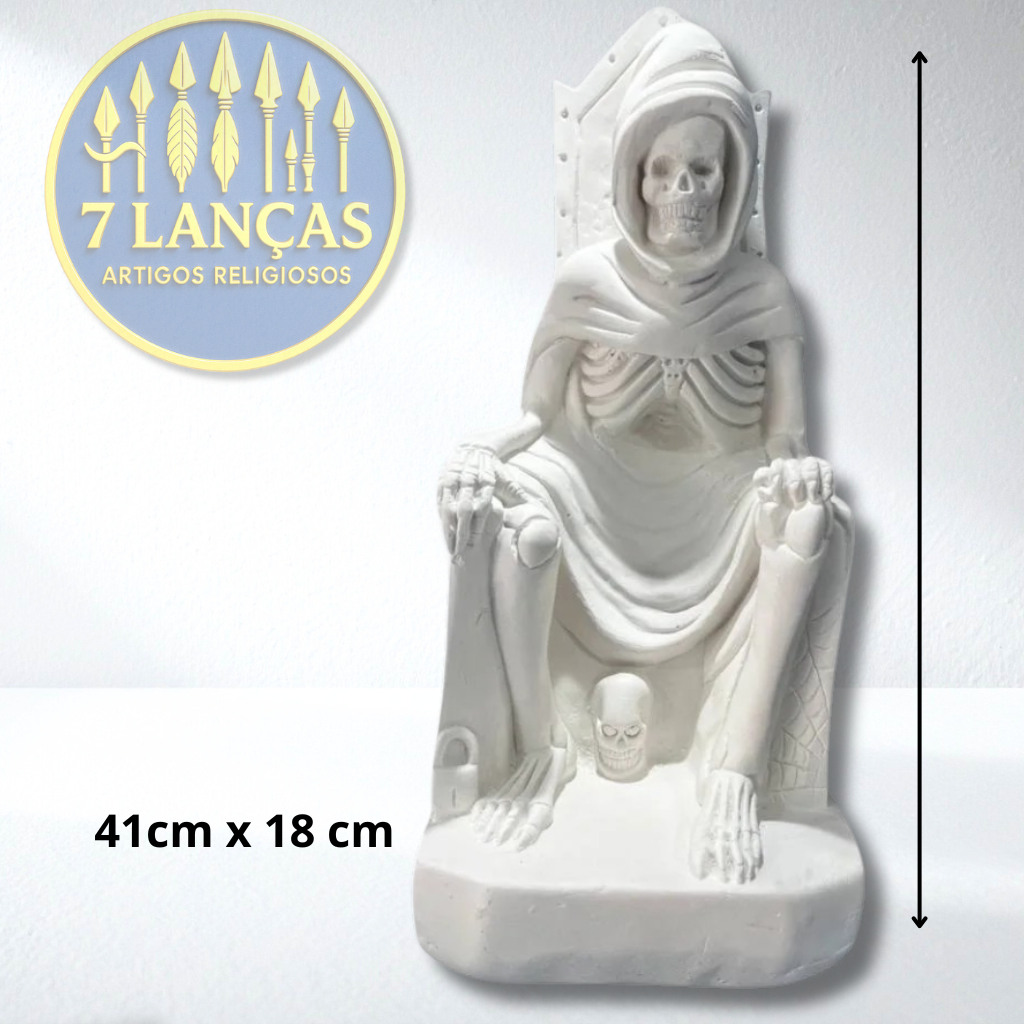 Imagem de Exú Tatá Caveira em Gesso Cru Decorativa  - 40 cm - Umbanda / Candomblé