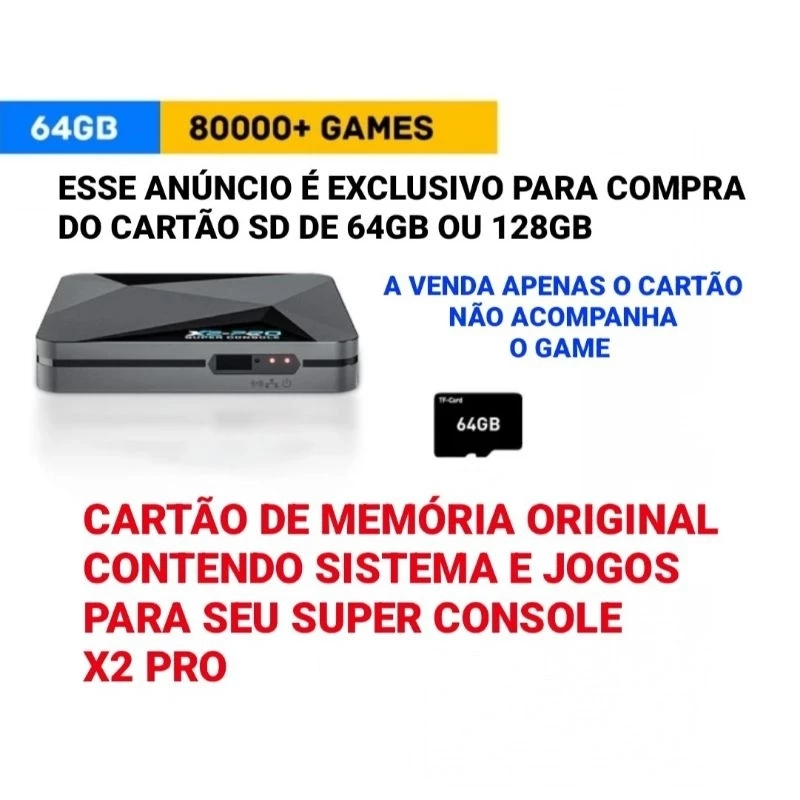 Cartão Sd Original Com Sistema Completo Para Super Console X2 Pró Atualizado