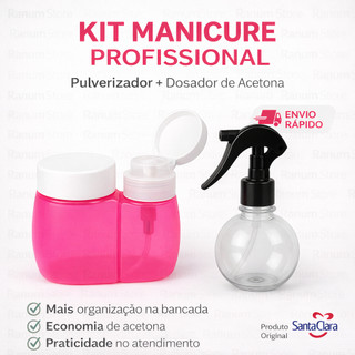 Kit Manicure Pulverizador + Dosador de Acetona Santa Clara