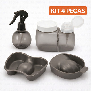 Kit Manicure 4 Peças – Bacia Mãos, Bacia Pés, Pulverizador e Dosador