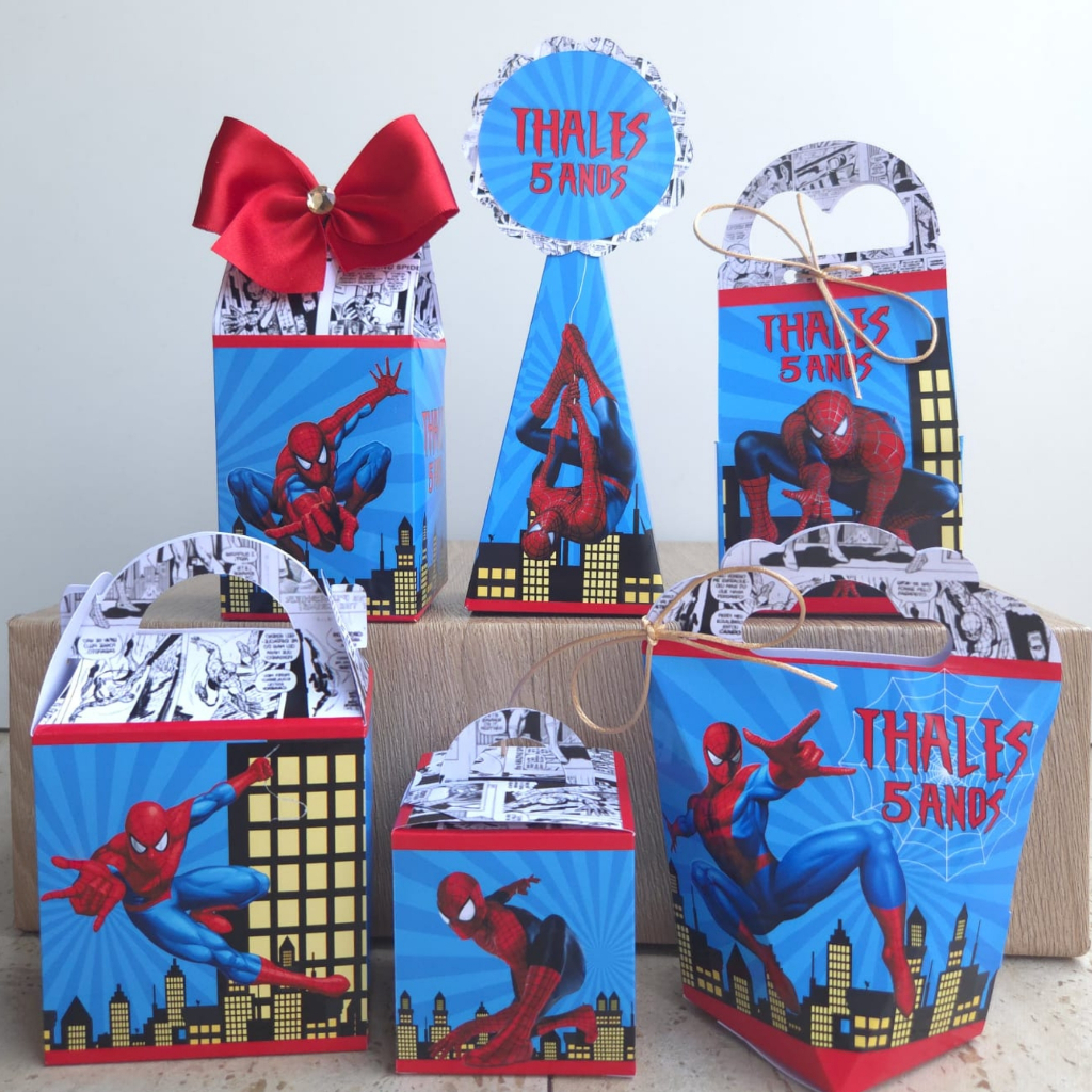 Kit Personalizados Homem Aranha | Lembrancinhas Festa Tema Homem Aranha (PEGUE E MONTE)