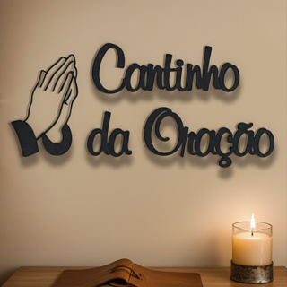 Placa Decorativa Cantinho da Oração Quadro Religioso Decoração Parede MDF Vazado Preto + Fita 3M em Oferta na Shopee