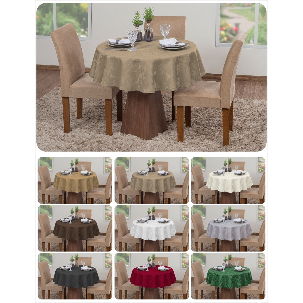 Kit 2 Toalhas De Mesa Jacquard 6 Lugares Luxo Redonda Cozinha Sala Jantar Decoração Festa Buffet