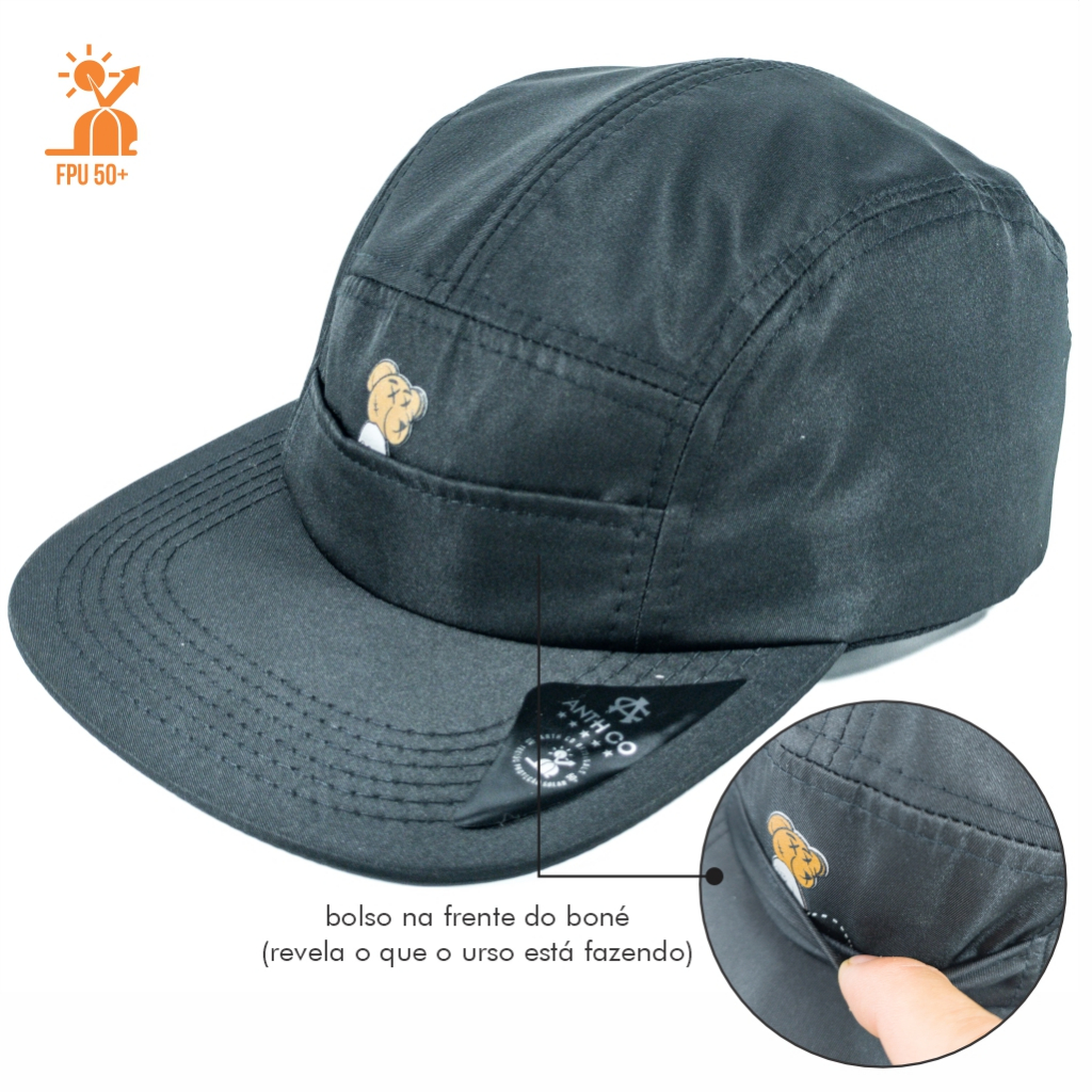 Boné Original Five fitão Panel Anth Co 5 Panel Aba Reta masculino feminino streetwear bolso maculino