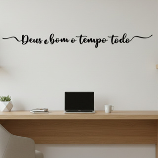 Frase Decorativa Deus é Bom o Tempo Todo MDF 3mm Preto com Fita 3M  Decoração de Parede Sala Quarto em Oferta na Shopee