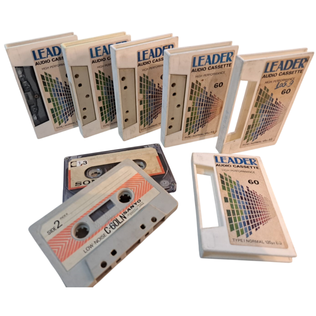 Kit 6  Fitas Cassete K7 Leader + Capas Audio Cassette vintage