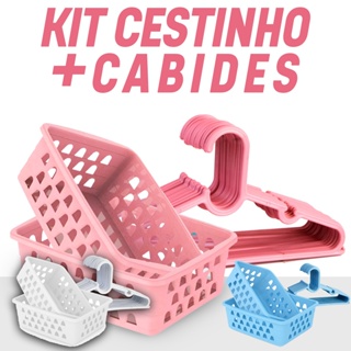 Kit 10 Cestos Organizador + 10 Cabides Infantil Bebê em Oferta na Shopee