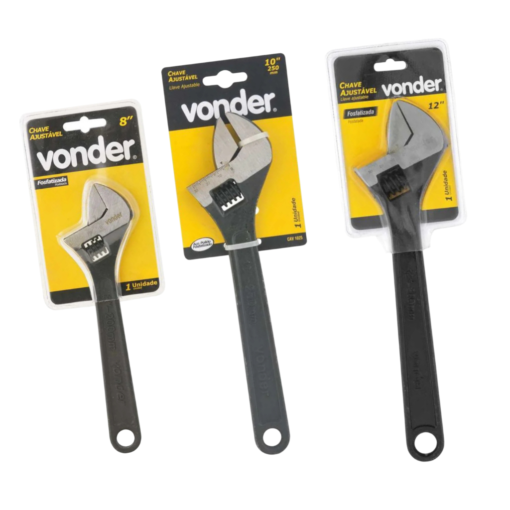Chave Inglesa Ajustável 8 10 12 15 18 Polegadas Fosfatizada Vonder
