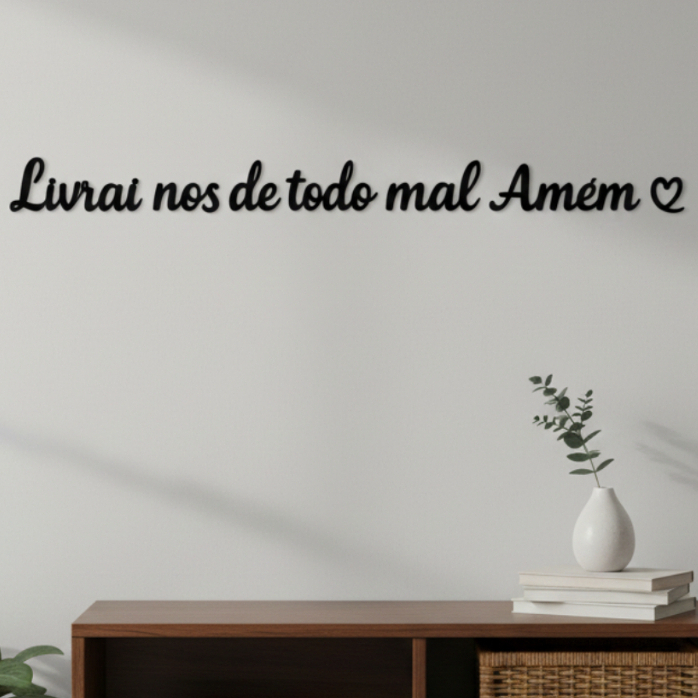Frase Decorativa Livrai Nos de Todo Mal Amém - Parede Sala Quarto Escritório - MDF 3mm Preto Fosco em Oferta na Shopee