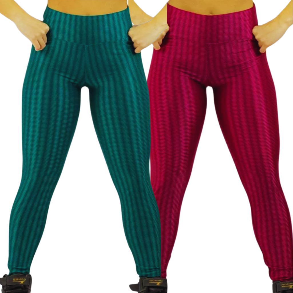 Kit 2 Calça Feminina Suplex 3D Fitness Academia Zero Transparência Levanta e Empina o Bumbum Feminino